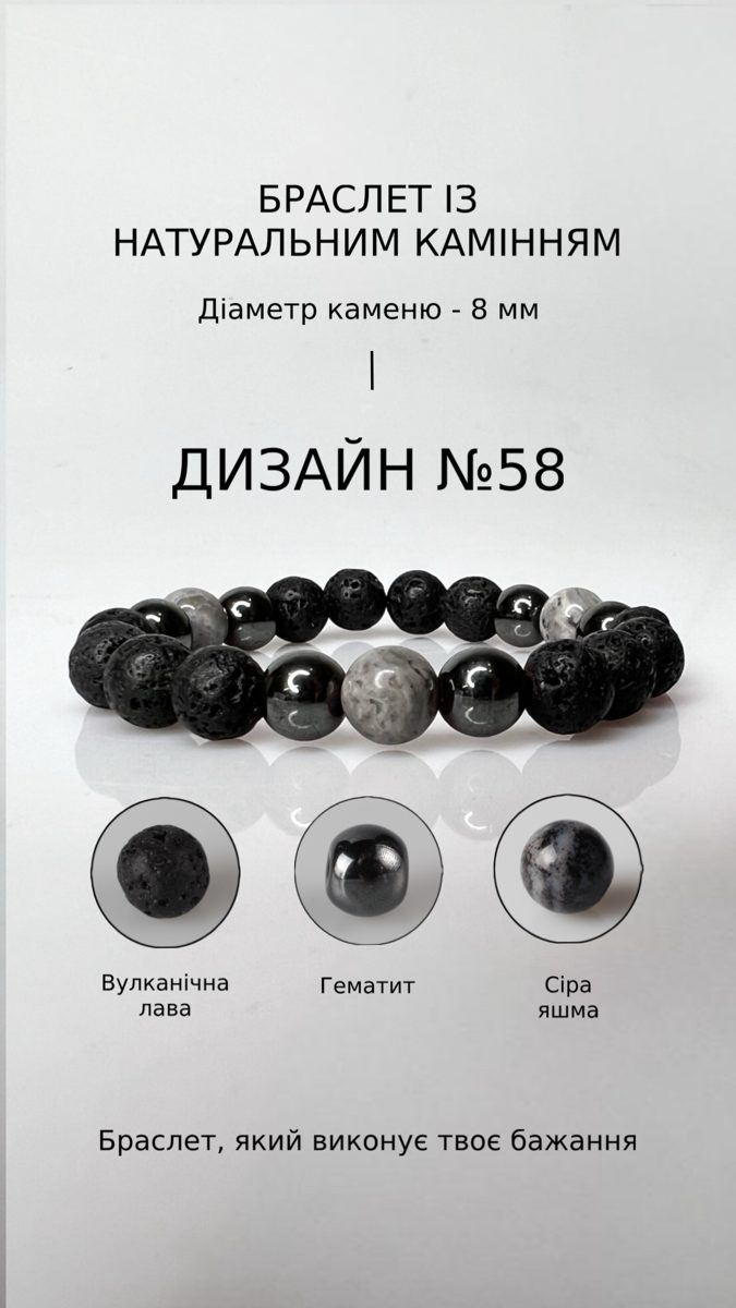 Браслет з вулканічною лавою і гематитом — Фінанси