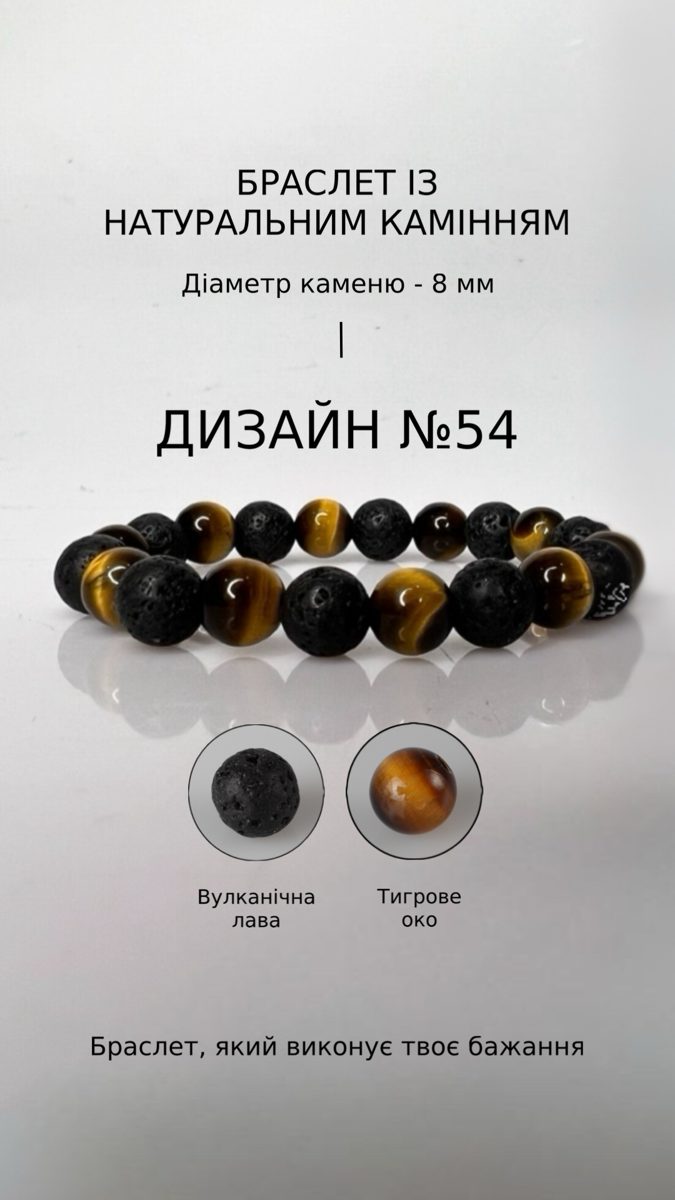 Браслет з вулканічною лавою і тигровим оком — Захист