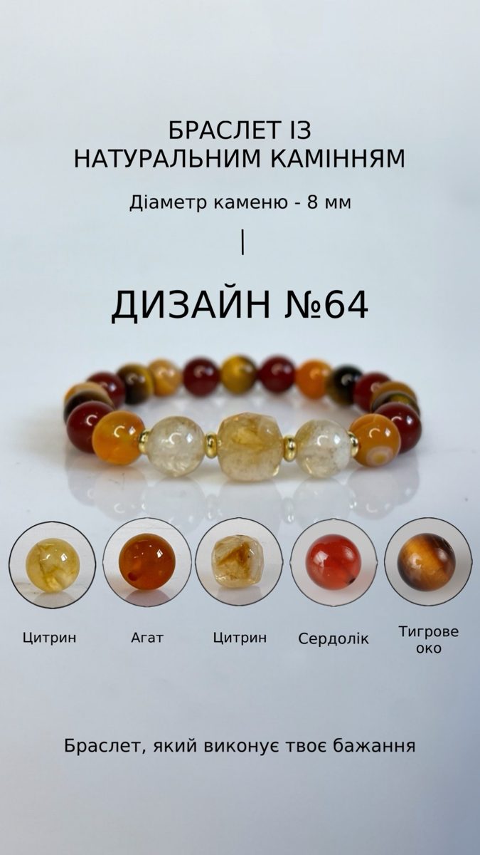 Браслет з цитрином і агатом — Удача