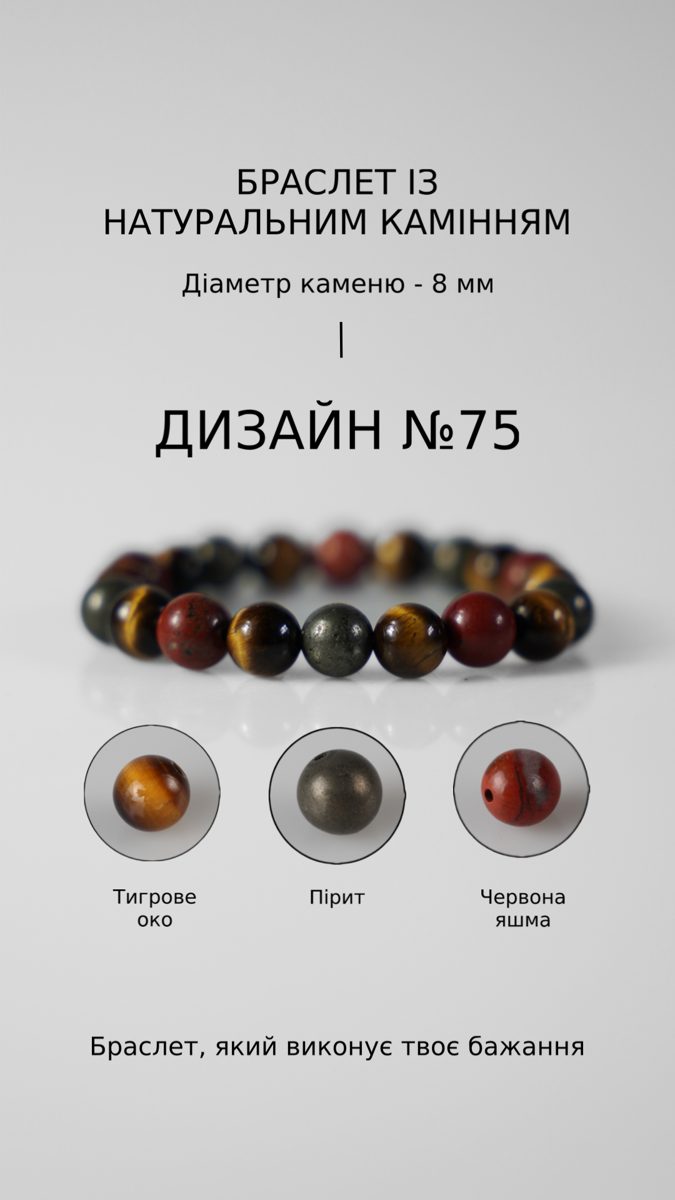 Браслет з тигровим оком і піритом — Удача