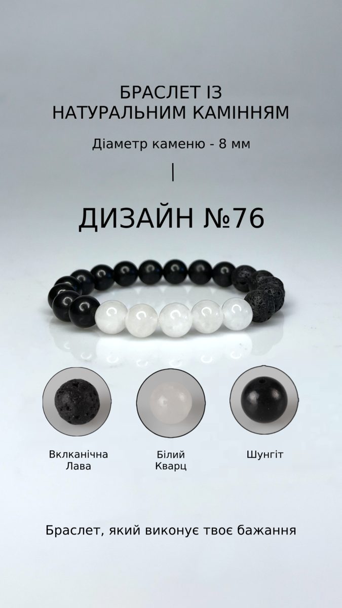 Браслет з вулканічною лавою і шунгітом — Захист