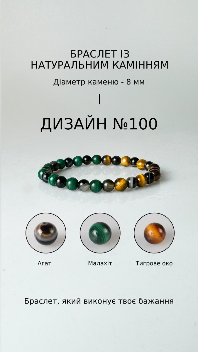 Браслет з агатом і малахітом — Захист